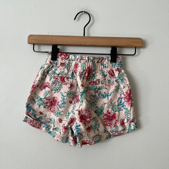 Janie and Jack Pink Floral Print Paperbag Waist Cotton Shorts Girl's Size 2T - Picture 4 of 7